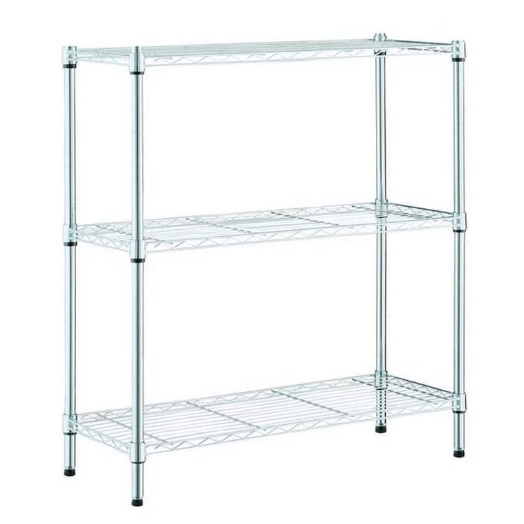 HDX 3-Tier Steel Wire Shelving Unit in Chrome (24 in. W x 30 in. H x 14 in. D)