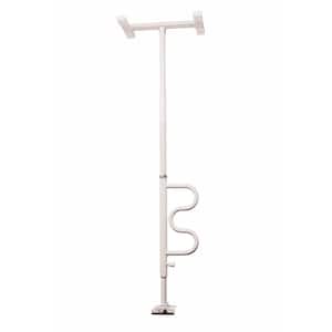 Bathtub Security Pole and Curve Grab Bar, 84-108 in. Tension-Mounted Safety Rail and Bathroom Grab Bar in White