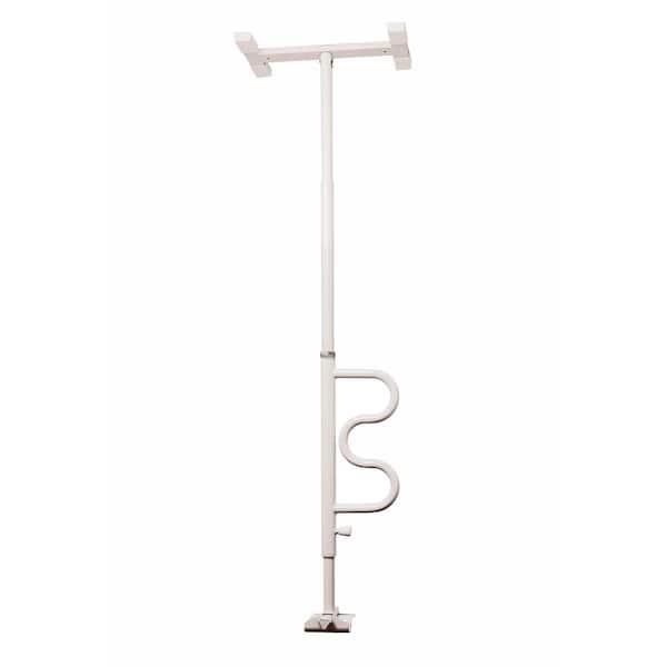 Stander Bathtub Security Pole and Curve Grab Bar, 84-108 in. Tension-Mounted Safety Rail and Bathroom Grab Bar in White