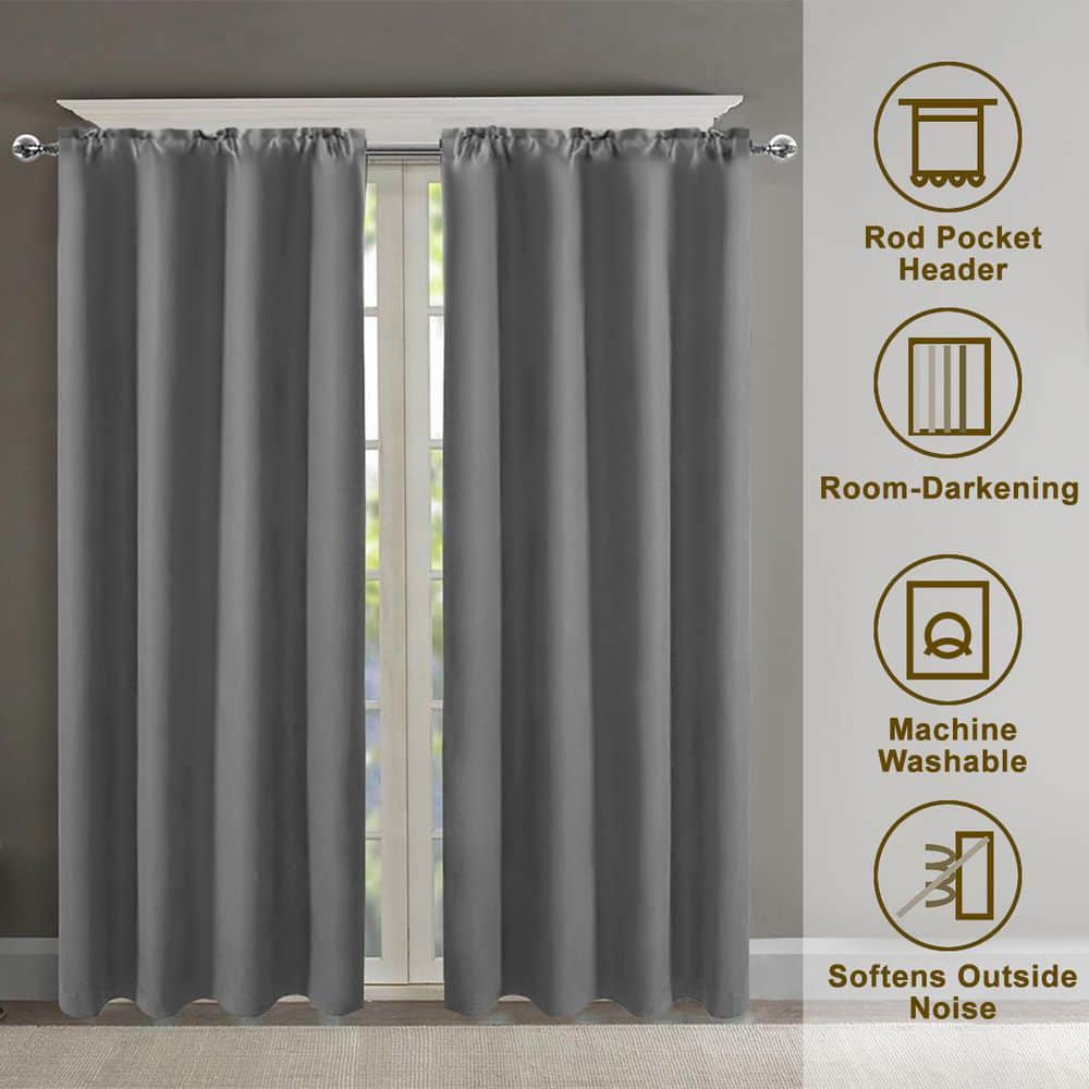Grey Polyester 42 in. W x 45 in. L Insulated Thermal Rod Pocket Indoor Blackout Curtain, set of 4 price history on PriceWatchPro