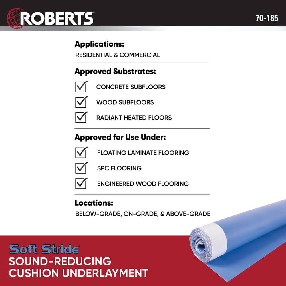 Soft Stride Blue Foam Underlayment Roll for Wood Subfloors