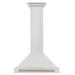 Autograph Edition 30 in. 400 CFM Ducted Vent Wall Mount Range Hood with Champagne Bronze Handle in Stainless Steel