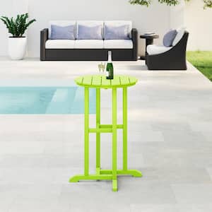 Laguna 24 in. Round Outdoor Dinining HDPE Plastic Counter Height Bistro Table in Lime