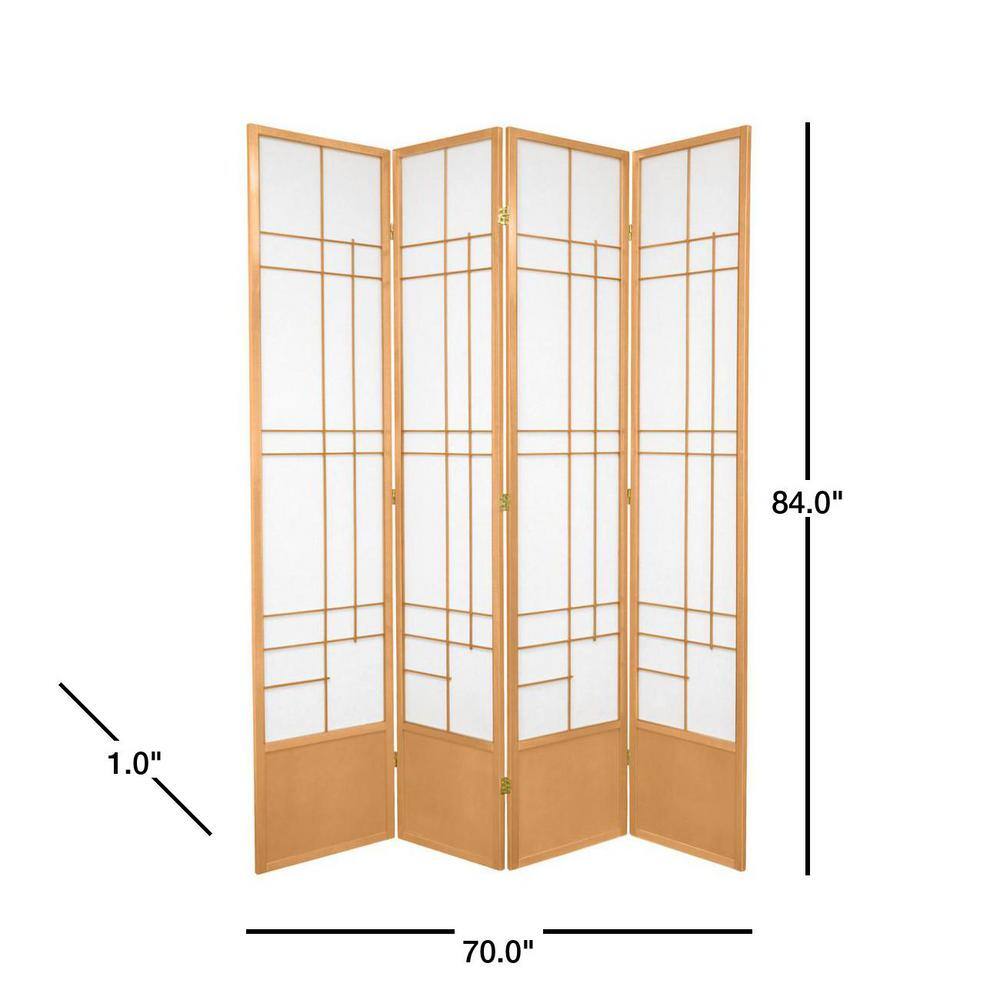 Natural 7 ft Tall Eudes Shoji Screen with Spruce Frame