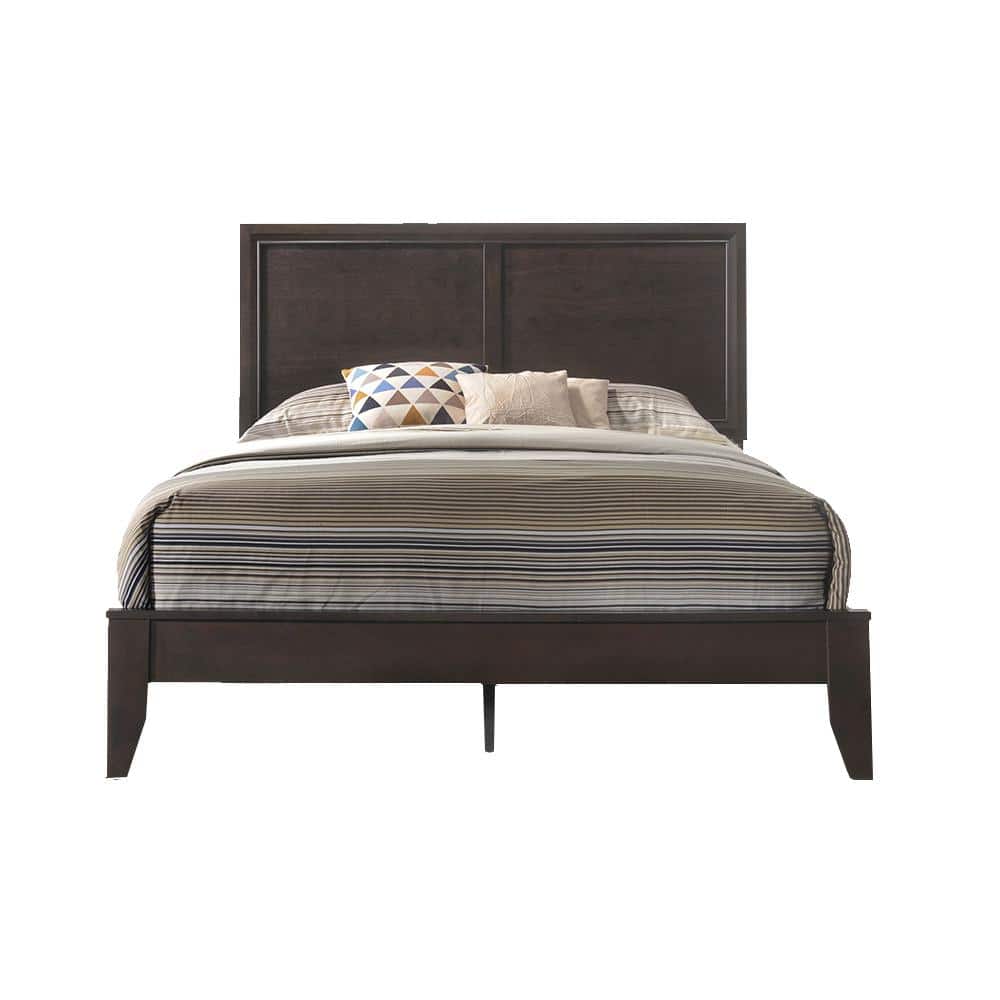 Espresso King Bed with Wood Frame and Storage Drawer