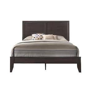Madison Brown Wood Frame King Panel Bed with Solid Wood