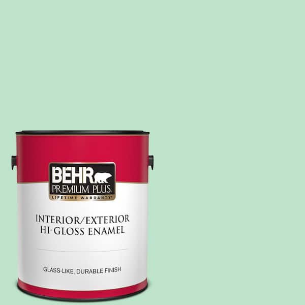 BEHR PREMIUM PLUS 1 gal. #P410-2 Spearmints Hi-Gloss Enamel Interior/Exterior Paint