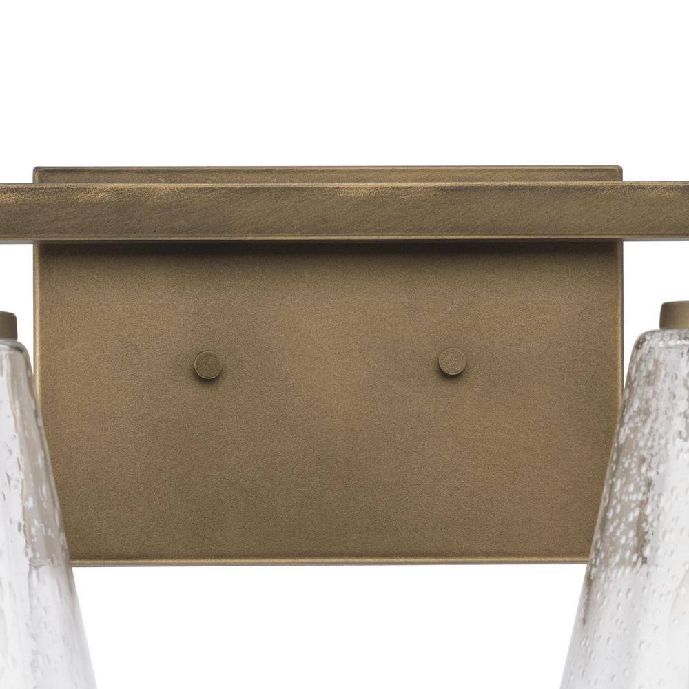 Aged Bronze 2-Light Vanity with Seeded Glass Shades