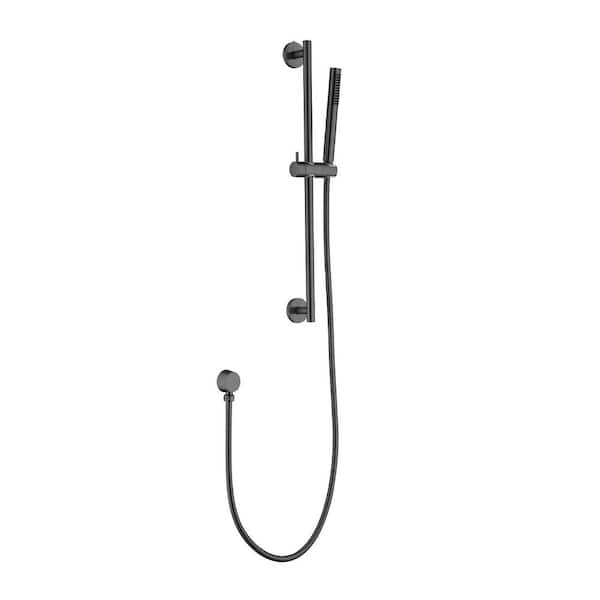 1-Spray Round High Pressure Handheld Shower with 27.5 in. Wall Bar in Matte Black