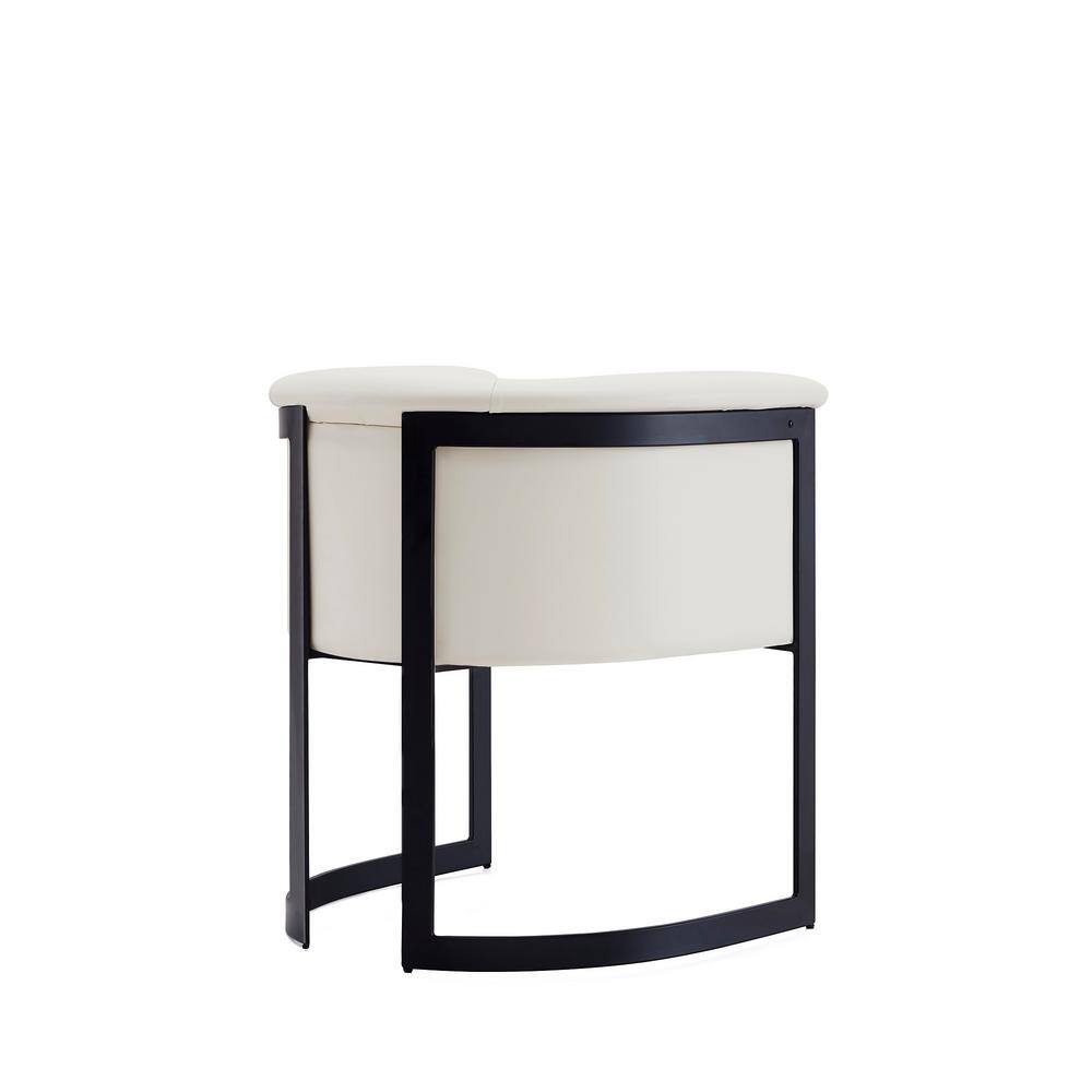 Cream Faux Leather Barrel Arm Chair with Metal Frame