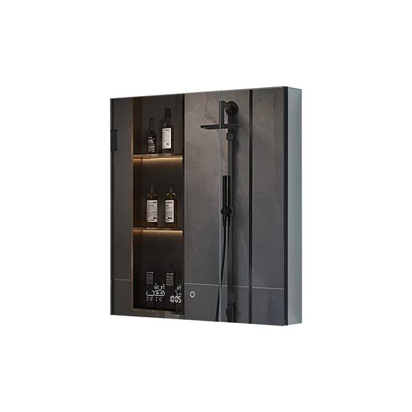 Lexora Savera 30 in. W x 32 in. H Recessed or Surface-Mount LED Mirror Medicine Cabinet with Defogger