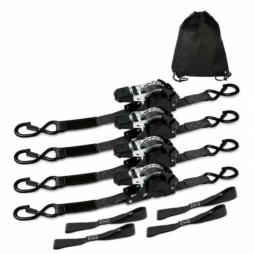 12 ft x 1 in Auto Retractable Ratchet Tie Down Straps with Soft Loops, S-Hooks, Zinc Coated, 4 Pack price history on PriceWatchPro