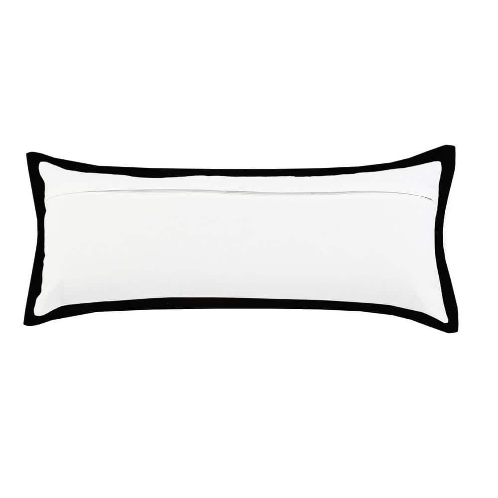 Elegant Empire Bordered Lumbar Pillow, White & Black, 14" x 36"