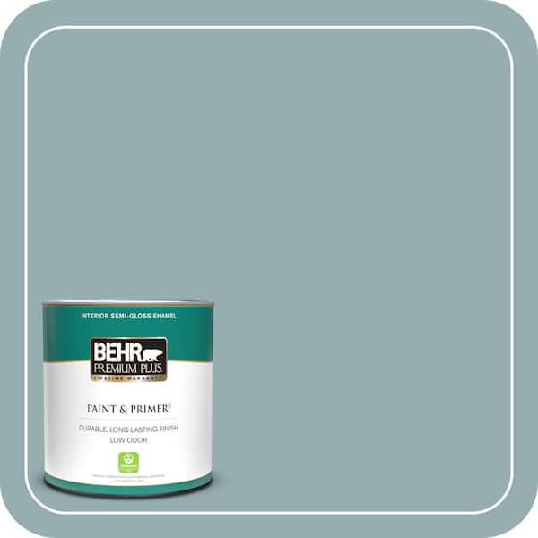 BEHR PREMIUM PLUS 1 qt. #ICC-66 Quiet Moment Semi-Gloss Enamel Low Odor Interior Paint & Primer