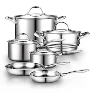 Multi-Ply Clad 10-Piece Stainless Steel Nonstick Cookware Set