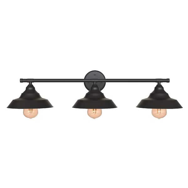 YANSUN 18 in. 3-Light Oil Rubbed Bronze Vanity Light with Amber Glass Shade