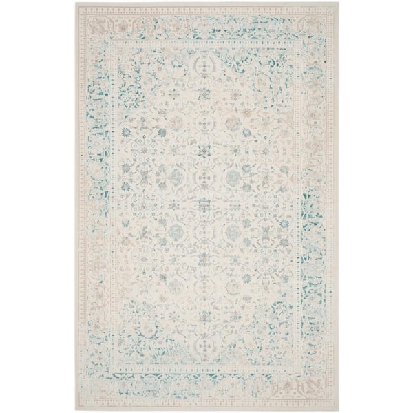 SAFAVIEH Passion Turquoise/Ivory 7 ft. x 9 ft. Border Area Rug
