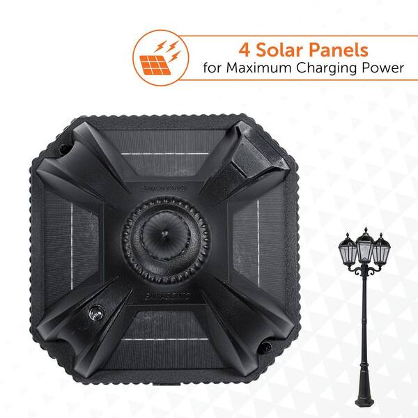 GAMA SONIC Royal Bulb Series 3-Light Black Aluminum Solar Outdoor
