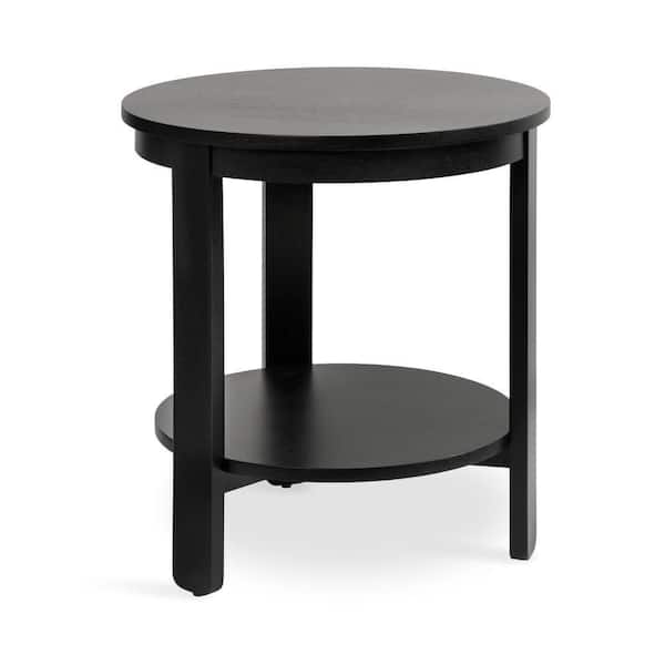Foxford 22 in. Black Round Wood Veneer/MDF End Table