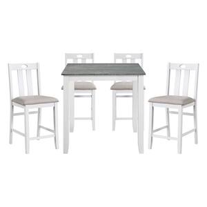 Palmer 5-Piece Weathered Gray and White Finish Wood Top Bar Table Set Seats 4