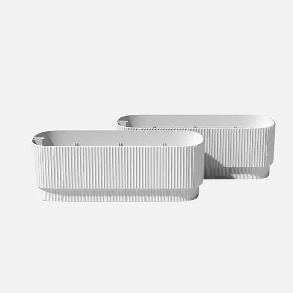 Demi Series White Plastic Rectangular 42 in. Self-watering Garden Bed (2-Pack)