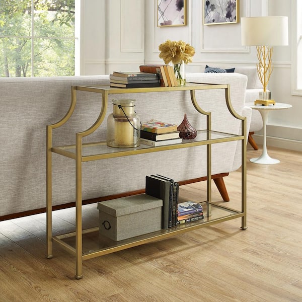 Standard Rectangle Glass Console Table, Crosley Aimee Console Table