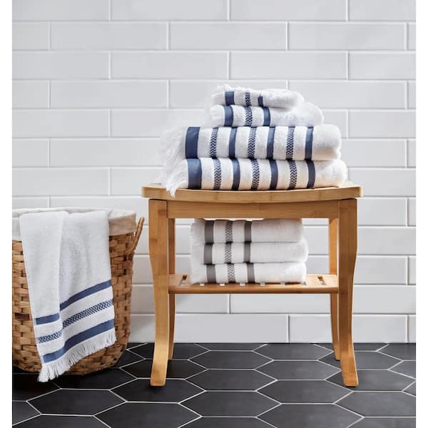 Venilia White Ribbed Bath Towels