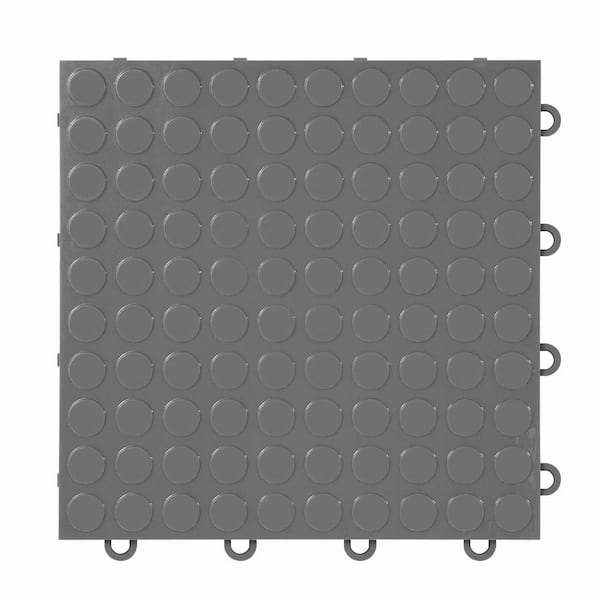 IncStores Nitro Coin 3/8 in. Garage Tiles, Graphite, 12 in. x 12 in., 16-Pack, Covers 16 sq. ft., Interlocking Floor Tiles