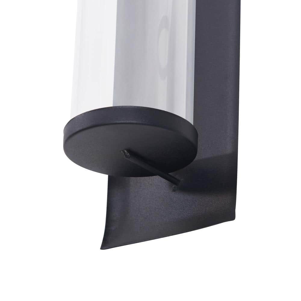 Black Iron and Glass Wall Sconce Light Set of 2