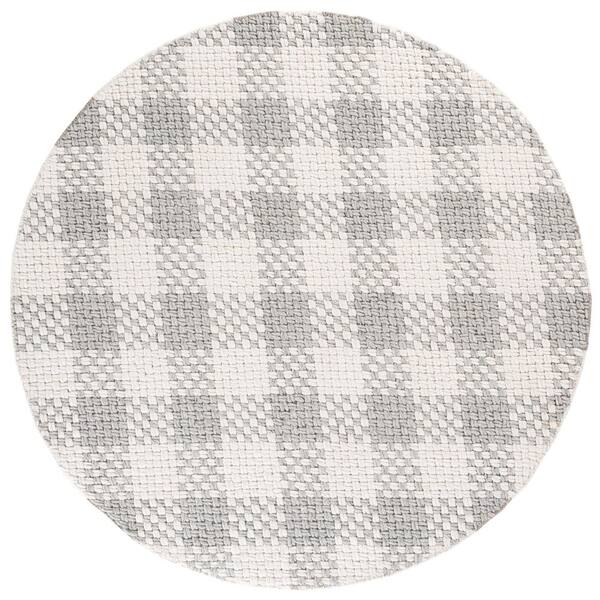 Natural Fiber Couture 6 ft. x 6 ft. Silver/Ivory Check Round Rug
