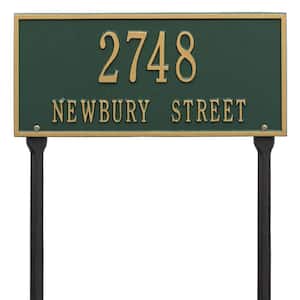 Hartford Rectangular Green/Gold Standard Lawn 2-Line Address Plaque