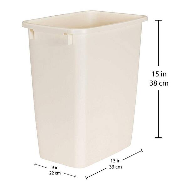 Rubbermaid 21 Bisque Rectangular Kitchen Wastebasket Trash Can