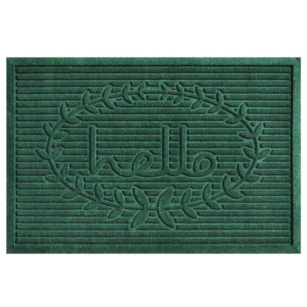 Dark Green Polypropylene Hello Indoor/Outdoor Doormat 24" x 36"