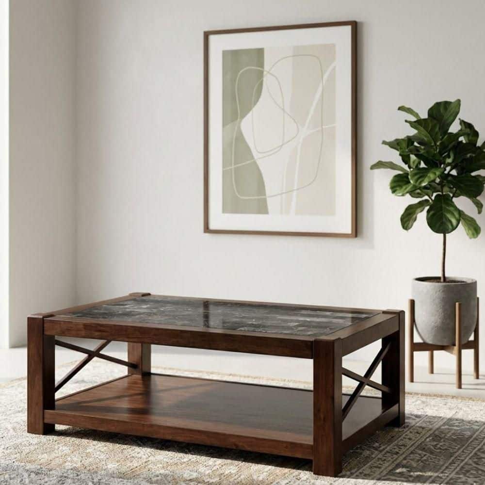 William's Home Furnishing Faustine 50 in. Brown Cherry Rectangle