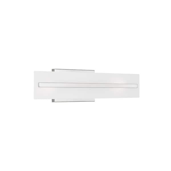 Generation Lighting - Dex 17.875 in. Small 2-Light Chrome Vanity Light with Satin Etched Glass Shade