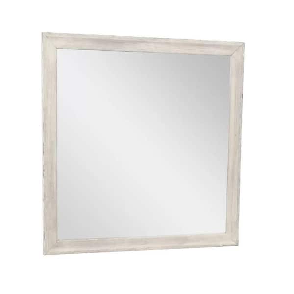 Antique White 1 in. W x 40 in. H Modern and Contemporary Rectangle Wood Framed Mirror