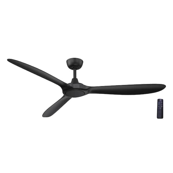 Tager 60 in. Smart Indoor/Outdoor Matte Black with Matte Black Blades Ceiling Fan with Remote Powered by Hubspace