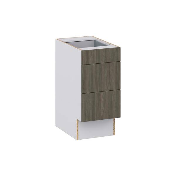 J COLLECTION Medora Textured Slab Walnut Assembled 12 in.W x 30 in. H x 21 in.D Vanity ADA 3 Drawers Base Kitchen Cabinet
