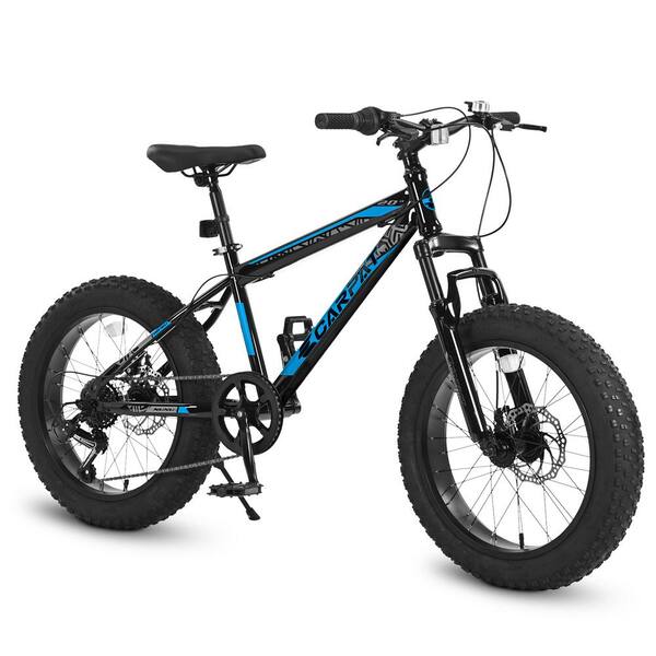 Cesicia 20 in. Blue Full Shimano 7-Speed Mountain Bike Fat Tire Bike ...