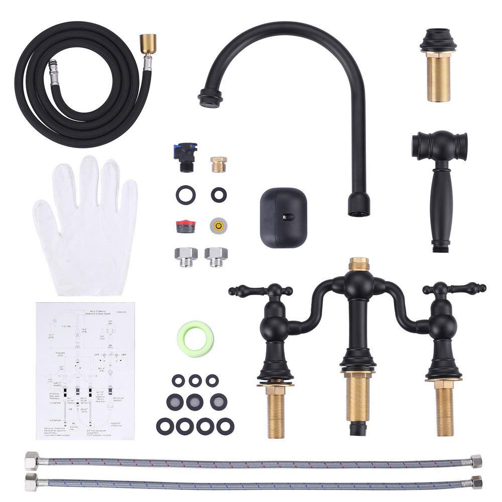 Matte Black Stainless Steel Double Handle High-Arc Kitchen Faucet