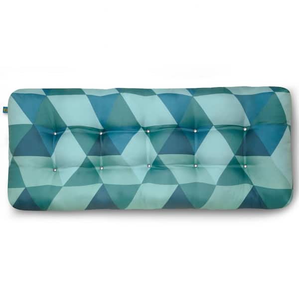Classic Accessories Duck Covers Rectangular Indoor/Outdoor Bench Cushion 42 in. W x 18 in. D x 5 in. Thick in Blue Lagoon Geo
