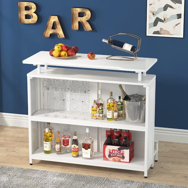 Bar Unit, 3-Tier Bar Table Liquor Cabinet with Stemware Rack and Metal  Footrest Wine Rack - N/A - Yahoo Shopping