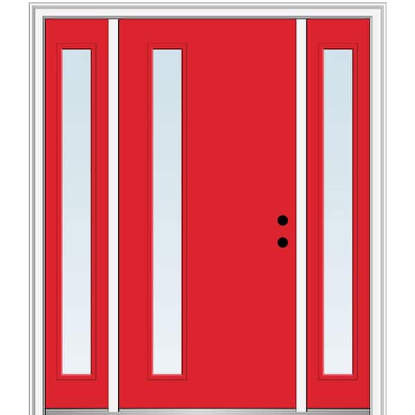 MMI Door 68.5 in. x 81.75 in. Viola Left-Hand Inswing 1-Lite Clear Low-E Painted Fiberglass Prehung Front Door with Sidelites