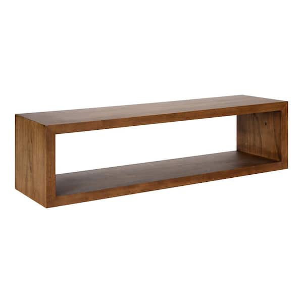 Kate and Laurel Holt 8 in. x 30 in. x 8 in. Rustic Brown Wood Floating Decorative Wall Shelf Without Brackets