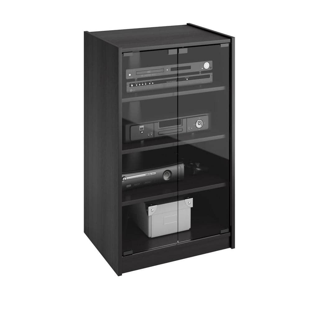 Ravenwood Black 44'' Media Storage Cabinet with Tempered Glass Door