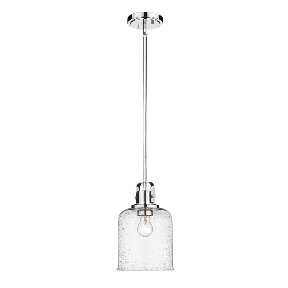 Kinsley Transitional Chrome 8" Indoor/Outdoor Pendant Light with Clear Glass