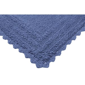 Lilly Crochet Collection 21 in. x 34 in. Blue 100% Cotton Rectangle Bath Rug