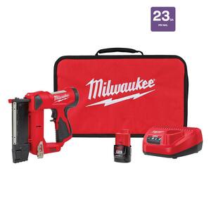M12 12-Volt 23-Gauge Lithium-Ion Cordless Pin Nailer Kit with 1.5 Ah Battery, Charger and Tool Bag