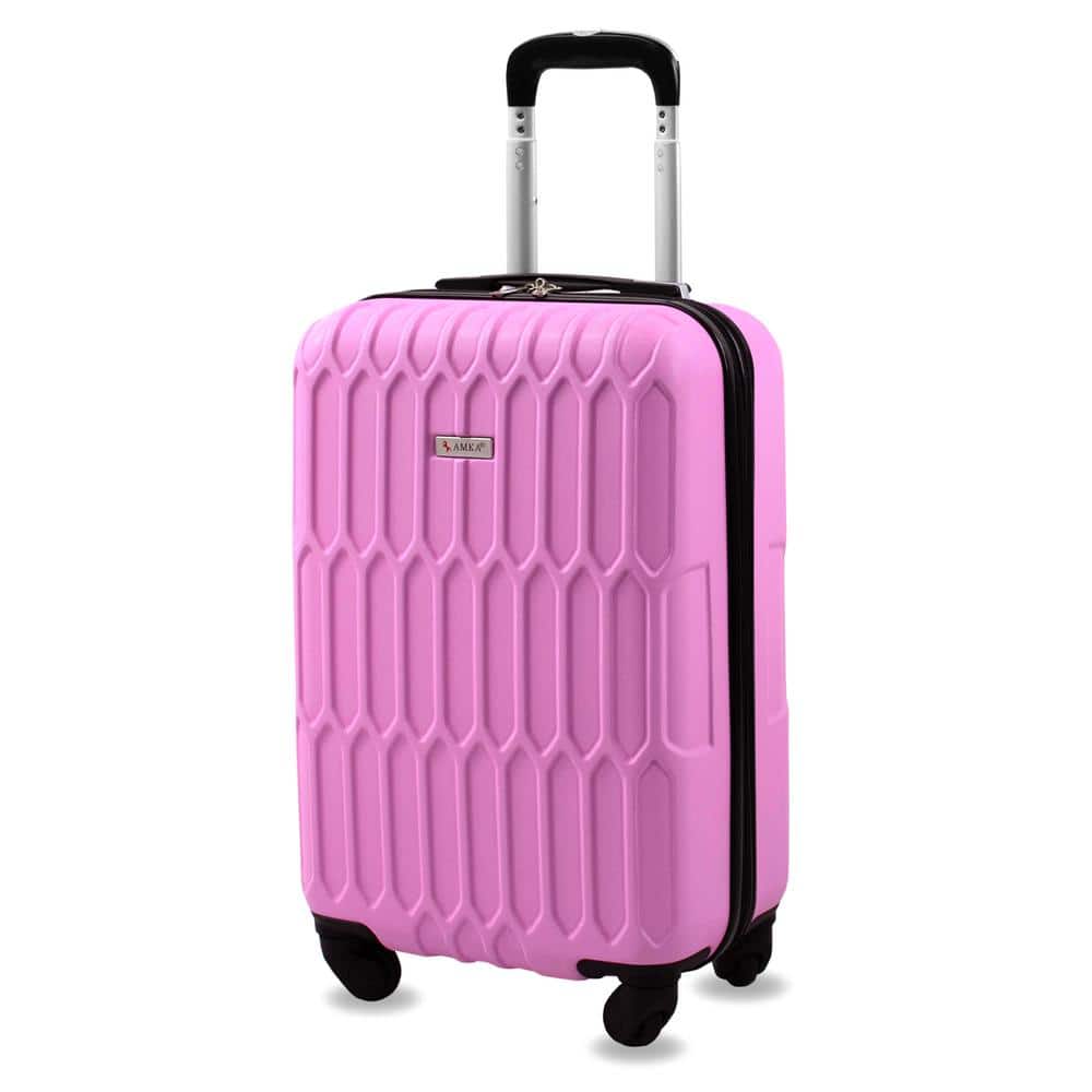 AMKA Honeycomb 20 in. Pink Carry-On Expandable Spinner Suitcase
