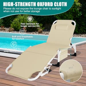 Patio Foldable Chaise Lounge Chair Bed with Cushion Outdoor Beach Camping Recliner Pool Yard(2-Pack)